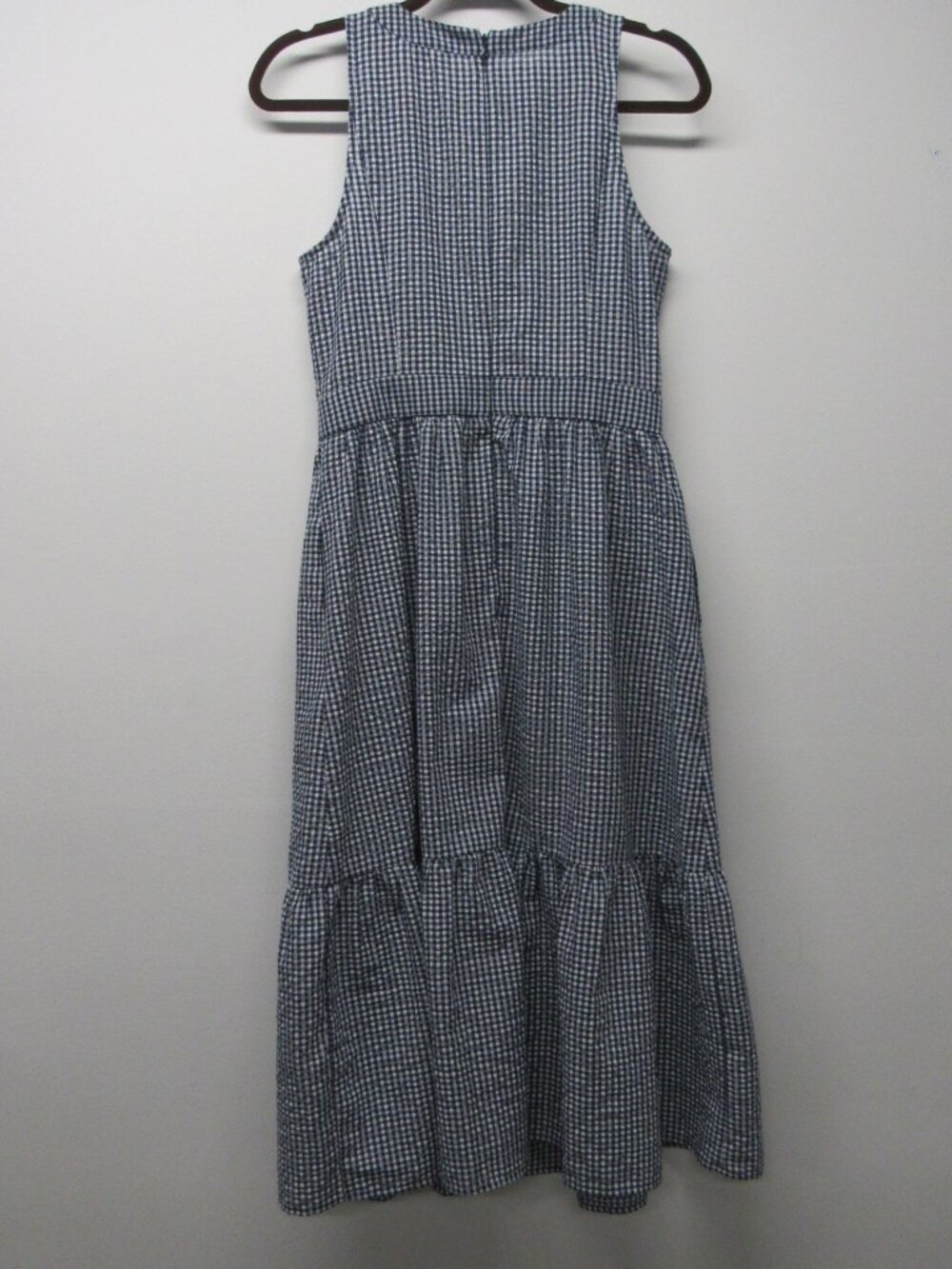 GAL MEETS GLAM Ardith Blue Gingham Seersucker Fit & Flare Midi Dress sz 8 - Picture 3 of 6